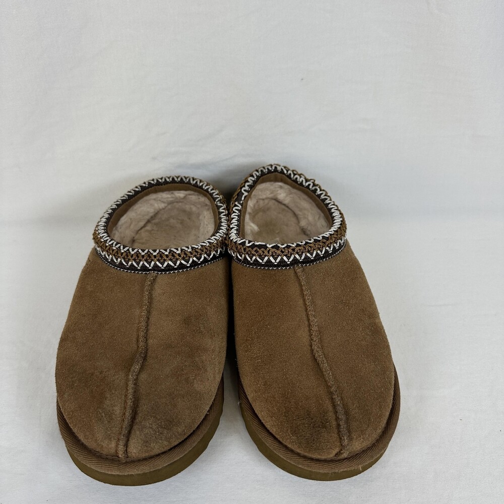 UGG Tasman Slippers Womens Size 6 Brown Suede Shearling Lined Clog Shoes